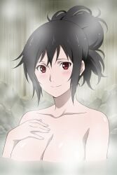 1girls ai_generated alternate_hairstyle bangs big_breasts black_hair blush breasts busty calm completely_nude covered_nipples female female_only functionally_nude hair_bun hand_on_chest highres hot_spring in_water indoors kurenai_yuhi large_breasts long_hair looking_at_viewer mature mature_female metalchromex milf naked_towel naruto naruto_(classic) naruto_(series) naruto_shippuden nude nude_female official_alternate_hairstyle onsen oppai parted_bangs partially_submerged red_eyes relaxing sitting smile smiling smiling_at_viewer solo solo_focus steam tied_hair voluptuous water