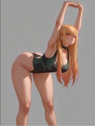1girls ai_generated blonde_hair closed_eyes closed_mouth female hands_up kitagawa_marin long_hair looking_away sono_bisque_doll_wa_koi_wo_suru swimsuit