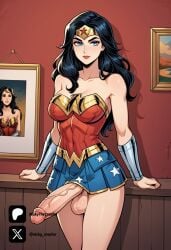 1futa ai_generated balls black_hair blue_eyes blue_skirt breasts cock colored dc dc_comics dick erection futa_only futanari futanari/female intersex light_skin light_skinned_futanari long_hair nickythecreator penis red_topwear sexy sexy_body sexy_pose standing superheroine testicles uncensored veiny_penis wonder_woman