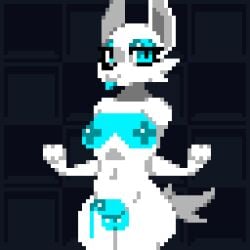 animated anthro ass balls big_breasts bodily_fluids bouncing_balls bouncing_breasts bouncing_butt bouncing_penis breasts canid canine digital_media_(artwork) flat_chested genital_fluids genitals gynomorph hi_res huge_breasts insaniousjaydonius intersex mammal penis pixel_(artwork) pixel_animation pixelated precum solo tail thick_thighs