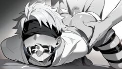 ai_generated ass asshole balls bondage bound boy dick gagged gape gaped_anus gay legs male restrained_arms restraints spread yaoi
