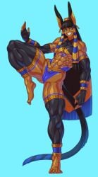 1girls abs absurd_res alternate_version_available animal_humanoid anubis biceps big_ears big_muscles black_hair blue_eyes blue_tongue bodybuilder bodypaint brown_body brown_skin cameltoe canid canid_humanoid canine canine_humanoid clothed clothing dark-skinned_female dark_body dark_skin egyptian egyptian_clothing egyptian_headdress face_paint female flat_chest grin hair heart_symbol hi_res huge_breasts huge_pecs humanoid hutago jackal_humanoid legwear long_hair mammal mammal_humanoid monster_girl muscle_girl muscular muscular_female muscular_thighs navel outie_navel pecs pupils quads raised_arms skimpy slit_pupils smile solo tattoo text thigh_highs yellow_sclera