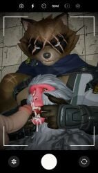 3d_(artwork) anthro black_sclera bodily_fluids brown_body brown_fur canid canine claws cum cum_in_mouth cum_inside cum_on_face digital_media_(artwork) enati_paraskevi epic_games fangs fortnite fur genital_fluids grey_body grey_fur group hajime_(fortnite) haplorhine hi_res holding_mouth_open human japanese_macaque kozaru_(fortnite) macaque male male/male mammal monkey old_world_monkey phone_screen phone_view primate raccoon_dog red_body red_skin scar tanuki teeth trio yellow_eyes