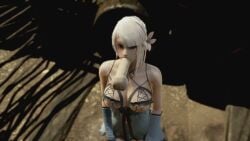16:9 16:9_aspect_ratio 1boy1girl 1girl1boy 3d balls blowjob breasts erect_nipples fellatio female female_focus flower_in_hair kaine_(nier) light-skinned light-skinned_female light_skin male nier nier:_automata nier_(series) nipples open_eyes outdoors partially_clothed penis penis_in_mouth shoulders sucking sucking_penis testicles transparent_male video_game video_game_character video_game_franchise white_hair