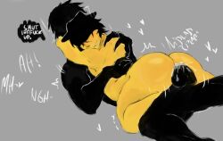 2boys anal ass balls big_ass big_balls big_penis black_body cowgirl_position gay gay_domination mafioso_(dream_game) male male_only null null_(the_broken_script) penis rough_sex short_hair text yellow_body