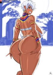 1girls african alternate_ass_size alternate_breast_size big_breasts bracers breasts capcom earrings elena_(street_fighter) female female_focus female_only large_breasts revealing_clothes seducing seducing_viewer seductive_smile smile street_fighter teasing teasing_viewer xhaart