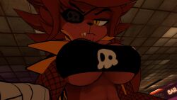 bandaged_arm breast_focus eye_patch fap_nights_at_frenni's fexa fishnet_armwear fnia fredina's_nightclub nightclub tubetop vest vrchat vrchat_avatar
