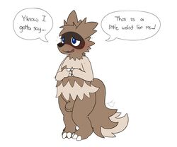 1boy 2018 animal_genitalia anthro anthrofied blue_eyes brown_fur claws dialogue english_text feet flaccid fur furry graedius_(artist) knees_together male male_only mammal motion_lines nintendo nude open_mouth paws penis pokémon_(species) pokemon pokemon_rse sheath shy slightly_chubby smile smirk solo speech_bubble standing sweat tail teeth testicles text toe_claws video_games virgin wide_hips zigzagoon