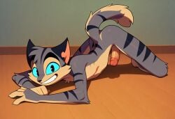 1boy all_fours anthro artist_request cat cock dick furry_male furry_only lackadaisy male male_only penis rocky_rickaby solo tagme_(artist)