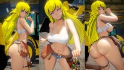 1girls abs ass blonde_female blonde_hair breasts construction_site construction_worker female jic_jic long_hair long_hair_female purple_eyes rwby solo_female tank_top yang_xiao_long