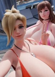 2girls 3d 3d_(artwork) andi3dz angela_ziegler asian asian_female big_breasts blizzard_entertainment blonde_female blonde_hair blonde_hair_female breasts brown_hair brown_hair_female brunette_hair d.va european european_female female female_focus female_only hana_song huge_boobs huge_breasts korean korean_female light-skinned_female light_skin mercy multiple_females multiple_girls overwatch overwatch_2 swimsuit swimwear x_angel3