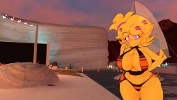 3d ass bathing_suit big_breasts bikini breasts chica_(cally3d) chica_(fnaf) chiku chiku_(cryptia) chiku_(cryptiacurves) fat_ass female five_nights_at_freddy's fnia fredina's_nightclub solo thicc thick vrchat vrchat_avatar