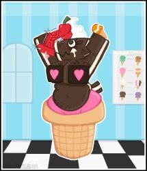 animate_inanimate anthro balls big_nipples black_border bodily_fluids border breasts checkered checkered_floor clothing colored_cum cum dairy_products dessert dragon dress duo eyelashes female food food_creature freckled_breasts freckled_face freckles genital_fluids genitals hi_res holding_food holding_object ice_cream ice_cream_cone ice_cream_creature ice_cream_parlor ice_cream_sandwich male male/female menu munchy_(zoyeensadart) mythological_creature mythological_scalie mythology nipples pasties penis pink_cum precum red_balls red_penis scalie small_but_hung throbbing throbbing_penis tongue tongue_out unusual_bodily_fluids unusual_cum unusual_genital_fluids vaginal_fluids vein veiny_penis whipped_cream window zoyeensadart