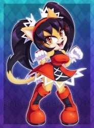 1female 1girl 1girls 2019 2019s 5_fingers absurd_res absurdres amber_eyes anthro anthro_female anthrofied black_hair black_nose boots breasts cat cat_ears cat_girl cat_humanoid cat_tail catgirl clothed clothing digital_drawing_(artwork) digital_media_(artwork) domestic_cat eyelashes fang felid feline felis female female_anthro female_focus female_only fingers footwear fully_clothed fur furry furry_female gloves hair hairband handwear hi_res honey_the_cat idw_comics idw_publishing looking_at_viewer mammal metalpandora open_mouth open_smile pigtails red_clothing red_dress red_hairband sega shoes solo solo_female solo_focus sonic_(series) sonic_the_fighters sonic_the_hedgehog_(comics) sonic_the_hedgehog_(idw) sonic_the_hedgehog_(series) tail teeth tongue twintails video_games watermark white_gloves white_handwear yellow_body yellow_fur
