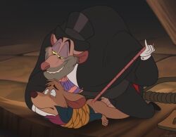 2025 anal anthro balls basil_(disney) bottomwear bound clothing disney duo erection genitals hat headgear headwear male male/male mammal mawile123 mouse murid murine pants penis professor_padraic_ratigan rat rodent rope shirt the_great_mouse_detective topwear