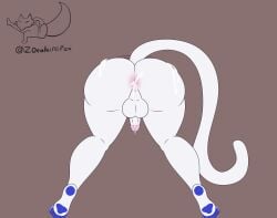 after_anal after_sex ahju anthro cat_boy catboy cum_in_ass cum_on_ass feline feline_humanoid femboy femboy_focus femboy_only oc public_use sissy stuck_in_wall white_fur zoealbinofox_(artist)