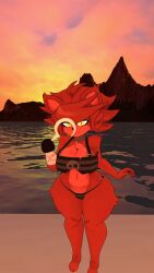 beach bikini fexa fnia hook_hand ocean_background posing thong vrchat vrchat_avatar