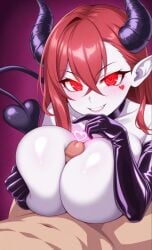 ai ai_art ai_generated big_breasts boobs_out breasts breasts_out dabossg demon demon_girl demon_horns demon_humanoid demon_tail demoness female femdom femdom_pov grin grinning grinning_at_viewer heart hearts_around_body hearts_around_head horns horny horny_female latex latex_armwear latex_gloves long_hair love lovehearts paizuri paizuri_lead_by_female paizuri_on_lap pointed_ears pointed_tail pointy_ears pointy_tail red_eyes red_hair smile smiling smiling_at_viewer succubus succubus_costume succubus_horns succubus_outfit succubus_tail succubus_tattoo tail tits_out white_skin wrath_(dabossg)