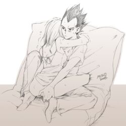 1girls 2006 ass back bejin bulma_briefs dragon_ball dragon_ball_z female hug human husband_and_wife leg_lock lowres male monochrome no_panties sex straight straight_hair transparent_background transparent_png upright_straddle vegeta