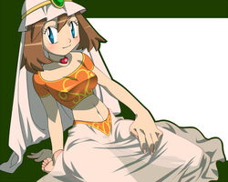 1girls alternate_headwear alternate_outfit amada arabian_clothes belly belly_dancer belly_dancer_outfit contest_dress dress feet female female_only hat human human_only hyper_eyes may_(pokemon) may_(pokemon)_(arabian_princess) midriff navel nintendo no_panties pointy_chin pokemon pokemon_rse pubic_hair pussy see-through solo straight_hair uncensored