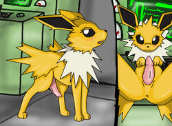 blush eeveelution feral fur jolteon male male_only nintendo penis pokemon pokemon_(species) proteusiii solo solo_male video_games yellow_fur