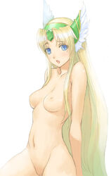 blue_eyes breasts female female_only human kage_yuu long_hair nude riesz seiken_densetsu seiken_densetsu_3 solo