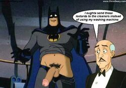 alfred_pennyworth batman batman:_the_animated_series batman_(bruce_wayne) batman_(series) bruce_wayne dc_comics dcau domino_mask male male_only penis