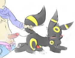 cum eeveelution fur furry_ears furry_tail gay generation_2_pokemon grey_fur hands-free human male nintendo orgasm pokemon pokemon_(species) pvt._keron tail umbreon yellow_markings