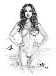 actress armando_huerta celebrity female megan_fox monochrome tagme watermark