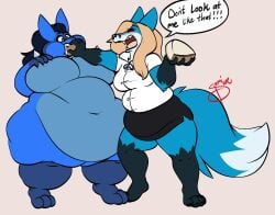 bbw big_breasts breasts cleavage female furry huge_breasts lucario overweight pokemon pokemon_(species) sumisune tagme weight_gain