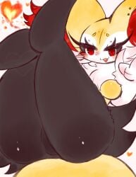 anthro ass ass_focus awwwthescrimblo blush braixen breasts cleavage fur furry nude pokemon pokemon_(species)