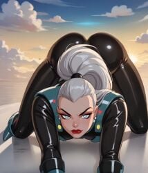 1girls ai_generated ass clothed clothing female_only huge_ass kryptonian mala_(kryptonian) superman:_the_animated_series superman_(series) supervillain supervillainess white_hair