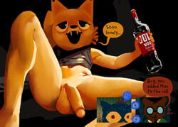 angus_(nitw) anthro balls bear big-fig bottomless canine clothed clothing feline female fox gregg_(nitw) mae_(nitw) male mammal night_in_the_woods penis