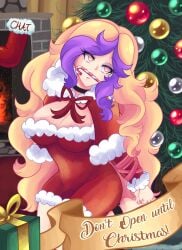 bondage candy_cane christmas christmas_outfit christmas_tree indie_virtual_youtuber lumi_celestine_(vtuber) multicolored_hair virtual_youtuber vtuber