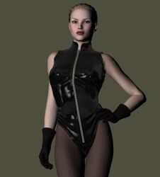 3d black_gloves black_leotard blonde_hair gloves latex_leotard leotard original torqual3d