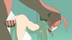 animated blue_archive fat_male hand_on_head neru_(blue_archive) orange_hair penis_bulge robin7go sex sex_from_behind small small_breasts smaller_female stomach_bulge tounge_out vaginal_penetration