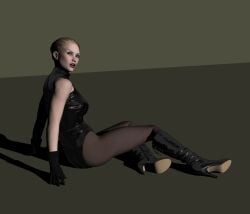 3d black_gloves black_leotard blonde_hair gloves latex_leotars leotard original torqual3d