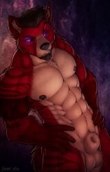 abs anthro balls hyena male muscular nude sheath solo standing strype