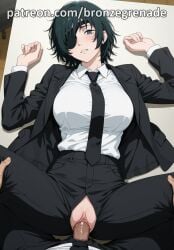 1girl 1girls aged_up ai_generated breasts bronzegrenade chainsaw_man clothed clothed_female clothed_sex clothes cock dick eyepatch female female_focus first_person_perspective first_person_view fit fit_female from_above from_above_view girl himeno_(chainsaw_man) indoor indoors laying laying_down laying_on_back legs mature mature_body mature_female missionary missionary_position missionary_sex office office_clothing office_lady on_back penis pov pussy sexy sexy_body shirt solo_focus spread_legs spreading suit suit_and_tie torn_clothes torn_legwear uncensored vagina vaginal vaginal_insertion vaginal_penetration vaginal_sex watermark woman