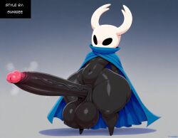 absurd_res ai_generated anthro arthropod balls big_balls big_penis black_body bodily_fluids cloak clothed clothing erection fecharis foreskin genitals glans hellsonger hi_res hollow_knight horn huge_balls huge_cock huge_hips huge_thighs humanoid_genitalia humanoid_penis hyper hyper_balls hyper_genitalia hyper_penis insects long_penis male musk penis penis_accessory protagonist_(hollow_knight) retracted_foreskin simple_background small_but_hung solo sweat sweaty_balls sweaty_genitalia sweaty_legs sweaty_penis team_cherry thick_penis thick_thighs vein veiny_penis wide_hips