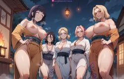 1girls 5girls absurd_res ai_generated big_breasts black_hair blonde_female blonde_hair blonde_hair blush blush blush_lines boruto:_naruto_next_generations breasts breasts_out cleavage curvy curvy_figure dominant dominant_female domination female female fire from_below green_eyes hand_on_hip high_resolution highres huge_breasts hyuuga_hanabi hyuuga_hinata kimono large_breasts lewdcreationsai looking_at_viewer nail_polish naruto naruto:_the_last naruto_(classic) naruto_(series) naruto_shippuden nipples no_pupils open_mouth open_smile outdoors pink_hair puffy_nipples purple_eyes sakura_haruno sexually_suggestive smile smirk stable_diffusion standing steam steaming_body steamy_breath sweat sweatdrop sweating sweaty tagme temari thick thick_legs thick_thighs thighs tsunade yukata