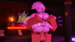 1boy 1girls 3d artist_request big_ass big_breasts blush full_nelson green_eyes moaning onomatopoeia roblox robloxian source_request tagme thighhighs