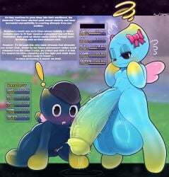 1futa 1male absurd_res anthro balls big_balls big_penis blue_body blush bodily_fluids breasts chao_(sonic) clothing dark_body dialogue duo ejaculation english_text erection exclamation_point frustrated futa_is_bigger futanari genital_fluids genitals gynomorph hands-free hat headgear headwear hi_res huge_balls huge_cock humanoid_genitalia humanoid_penis hyper hyper_balls hyper_genitalia hyper_penis intersex intersex/male leaking_precum male male_bottom nude orgasm_without_stimulation penis penis_awe penis_size_difference plundered precum ribbons sega shortstack shortstack_futa shortstack_male small_breasts small_but_hung small_penis sonic_(series) sonic_the_hedgehog_(series) stats sweat sweaty_balls sweaty_genitalia text vein veiny_penis wince wings