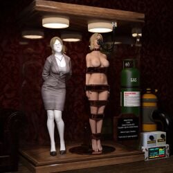 3d blonde_hair bondage bound completely_nude completely_nude_female dead_rising jessica_mccarney living_trophy mannequin nude nude_female oldmanjaay trophy_case