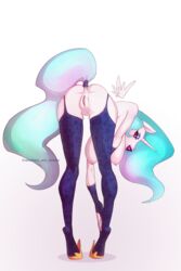 anchors_art_studio anthro breasts equine female friendship_is_magic gloves hanging_breasts looking_at_viewer mammal my_little_pony naked_gloves naked_stockings nude oneofyouare princess_celestia_(mlp) pussy solo stockings thick_lips thighhighs