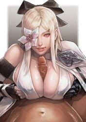 cfnm cirenk clawed_hands clothed_female_nude_male clothed_sex drag-on_dragoon_3 drakengard drakengard_3 flower flower_in_eye paizuri pov pov_eye_contact zero_(drag-on_dragoon) zero_(drakengard)