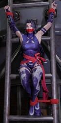 1girls 3d armpits asian blender bondage clothed female female_focus female_only gag gagged ladder marvel marvel_rivals psylocke psylocke_(marvel_rivals) rope_bondage taped_mouth theblendertaper vengeance_psylocke