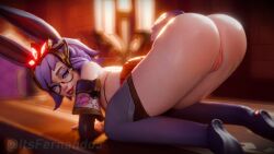 ass ass_focus big_ass bunny_ears bunny_girl bunny_tail glasses paladins paladins_champions_of_the_realm pussy rei_(paladins)