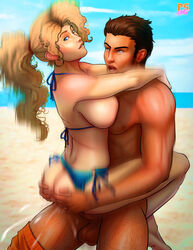 ambiguous_penetration ass ass_grab beach bikini bikini_aside biting_lip blonde_hair blue_bikini commission couple cum cum_inside earrings freckles hairy_legs hoop_earrings house_of_vanilla large_breasts leg_lock male motion_blur muscular muscular_male original original_character outdoors paul_(house_of_vanilla) penis ponytail pumpkinsinclair sex side-tie_bikini straight swimsuit tan tan_skin testicles upright_straddle wyd_(house_of_vanilla)