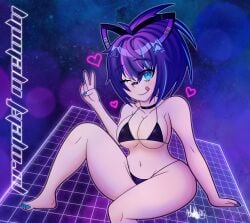 bikini blue_eyes breasts cat_ears melody_(projektmelody) projektmelody purple_hair tagme theiransonic virtual_youtuber vshojo vtuber wide_hips